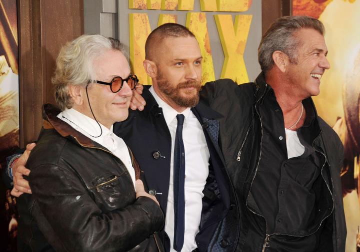 Mel Gibson, George Miller, and Tom Hardy at an event for Mad Max: Fury Road (2015)