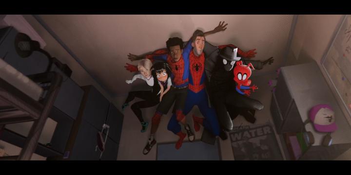 Nicolas Cage, John Mulaney, Jake Johnson, Hailee Steinfeld, Shameik Moore, and Kimiko Glenn in Spider-Man: Into the Spider-Verse (2018)
