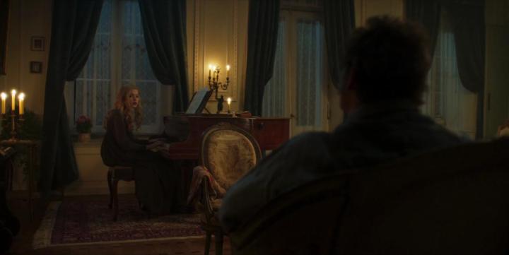 Dominic West and Ellie Bamber in Les Misérables (2018)