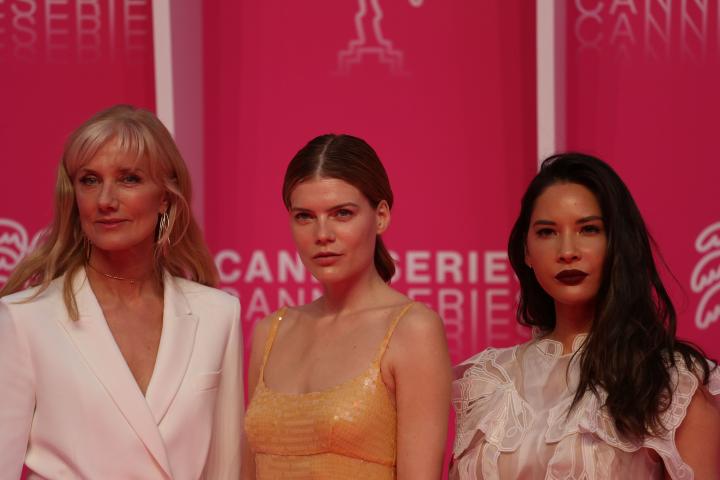 Joely Richardson, Olivia Munn, and Emma Greenwell at an event for The Rook (2019)