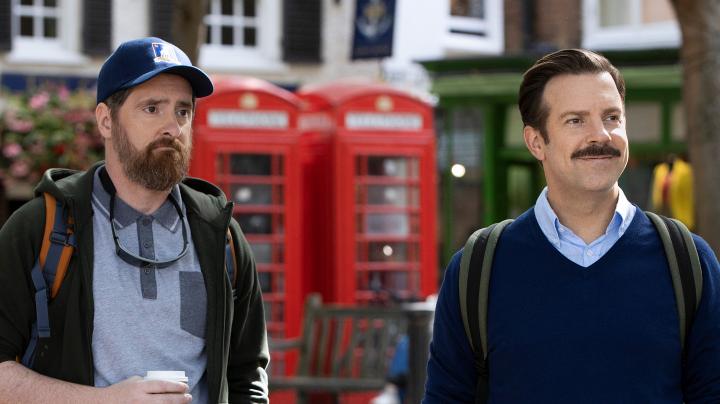 Brendan Hunt and Jason Sudeikis in Ted Lasso (2020)